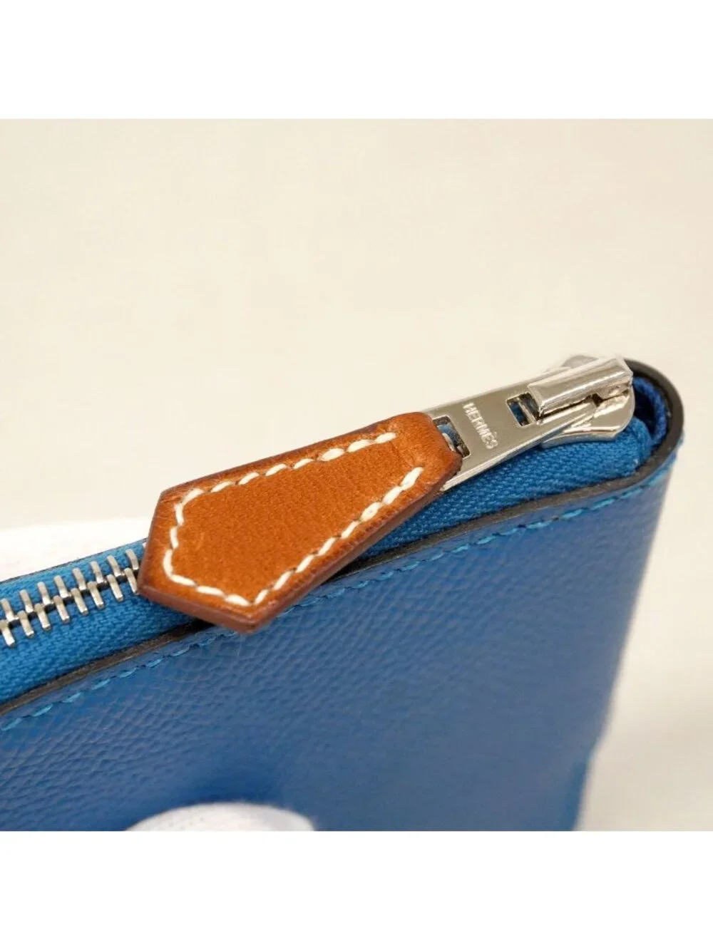 Hermes Coin Case Azap Compact Mini Silk in Veau Blue Zanzibar Silver